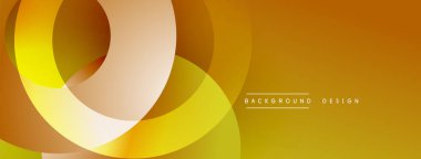 Üst üste binen daireler, sıcak sarı renkler ve eğimli arkaplan içeren soyut kompozisyon. Sancaklar ve başlıklar için modern tasarım ögesi.