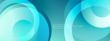 Soyut mavi daireler dinamik arkaplan oluşturur. Yumuşak eğimler derinlik ve modern tasarım elementleri sunar.