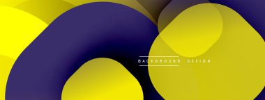 Soyut şekiller örtüşür, parlak sarı ve mor renkler yaratır. Modern tasarım, pürüzsüz geçişler, basit kompozisyon.