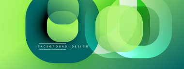 Soyut yeşil katmanlar dinamik görsel efekt yaratır. Üst üste binen daireler modern arkaplan tasarımı, pürüzsüz gradyanlar mevcut.