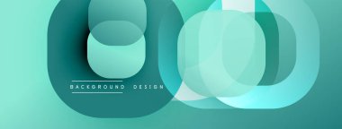 Soyut geometrik bileşim. Üst üste binen daireler katmanlı görsel efekt yaratır. Teal renkleri modern estetik sunarak tasarıma hükmediyor.