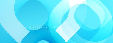 Soyut mavi şekiller örtüşür, dinamik görsel doku yaratır. Modern tasarım elementleri akıcılık, derinlik, basitlik.