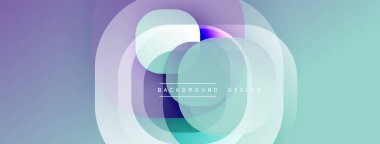 Soyut çemberler çakışıyor, yumuşak eğimler yaratıyor. Renkler lavanta, deniz mavisi, beyaz. Minimalist tasarım modern estetiği öneriyor.