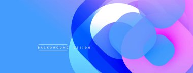 Soyut mavi, mor gradyanlar üst üste binen daireler oluşturur. Modern tasarım elementleri canlı görsel doku yaratır. Arkaplan metni arkaplan tasarımı okur.