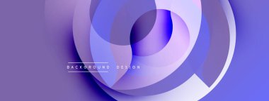 Soyut mor tasarım, üst üste binen daireler, gradyanlar. Modern, dinamik kompozisyon görsel ilgi yaratır. Arkaplan ögeleri derinlik.
