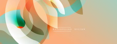 Soyut sıvı şekilleri üst üste binerek dinamik bileşim oluşturur. Sıcak renkler hafif eğimlerle baskın gelir. Modern tasarım ögesi.