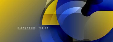 Soyut grafik tasarımı. Sarı, mavi gradyanlar dinamik akış yaratır. Modern estetik, arka planlar ve sunumlar için uygun..
