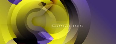 Soyut geometrik tasarım. Sarı, mor katmanlar dinamik görsel efekt yaratır. Sunumlar ve markalaşma için modern arkaplan.