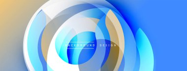 Soyut mavi tasarım katmanlı daireler, gradyan renkler. Modern arka plan hareket ve derinliği çağrıştırıyor. Temiz estetik.
