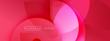 Soyut kırmızı arkaplan. Üst üste binen daireler dinamik görsel efekt yaratır. Sancaklar ve sunumlar için modern tasarım uygun.
