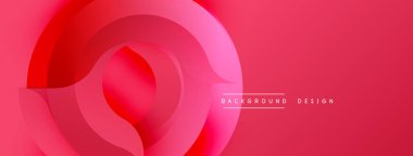 Soyut kırmızı tasarım üst üste binen dairesel katmanlar içeriyor. Gradyan gölgeler dinamik görsel efekt yaratır. Pankartlar ve başlıklar için modern arkaplan uygun.