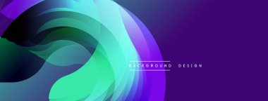 Soyut akış katmanları, canlı renkler. Mor, yeşil, turkuaz karışımı dinamik görsel efekt yaratır. Modern tasarım ögesi.