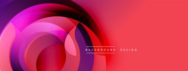 Soyut tasarım, üst üste binen daireler, canlı kırmızılar, morlar. Modern estetik, pürüzsüz gradyanlar dinamik görsel etki yaratır.