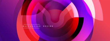 Soyut renkli katmanlar dinamik dairesel desen oluşturur. Modern tasarım elementleri enerji, hareket, yenilik önerir. Arkaplan özellikleri metin etiketleri.