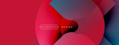 Soyut tasarım, üst üste binen daireler, canlı kırmızılar, maviler, morlar. Modern estetik, arka planlar ve sunumlar için uygun..