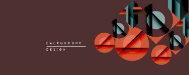 Soyut geometrik bileşim. Üst üste binen şekiller derinlik yaratır, kırmızı, yeşil ve siyah renkler kullanır. Arka planlar ve sunumlar için modern tasarım öğesi. Minimalist estetik.