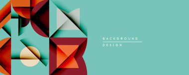 Soyut geometrik bileşim. Üst üste binen şekiller katmanlı etki yaratır. Sıcak renkler serin deniz mavisi arkaplanını karşılar. Dijital projeler için modern tasarım ögesi.