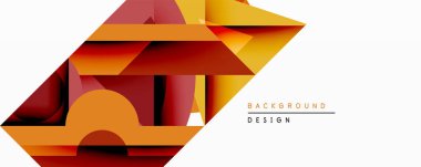 Soyut geometrik bileşim. Üst üste binen katmanlar, sıcak turuncu ve kırmızı renkler kullanarak derinlik yaratır. Arka planlar ve sunumlar için modern tasarım öğesi. Minimalist stil.
