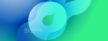 Soyut sıvı şekilleri, canlı mavi-yeşil gradyan. Modern tasarım öğesi, düz eğriler, dinamik kompozisyon. Arkaplan dokusu.