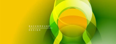 Soyut sarı, yeşil katmanlar modern tasarım yaratır. Yumuşak eğimler, dairesel şekiller canlı görsel etki sunar.