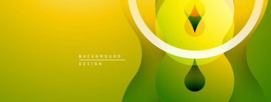 Soyut sarı, yeşil eğim. Üst üste binen daireler dinamik görsel efekt yaratır. Arkaplan ve afişler için modern tasarım.