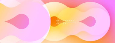 Soyut arkaplan özellikleri üst üste binen şekiller, yumuşak eğimler. Renkler pembelerden, portakallardan, sarılardan modern tasarım yaratan.