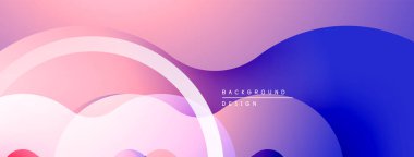 Soyut gradyanlar harmanlanarak akışkan şekiller yaratır. Yumuşak pembeler canlı maviye dönüşür. Minimalist tasarım sakin bir atmosferi çağrıştırıyor.