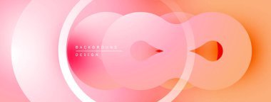 Soyut pembe, turuncu eğimli daireler kesişiyor. Modern tasarım elementleri dinamik görsel efekt yaratır. Sunumlar için minimalist arkaplan.
