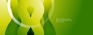 Soyut yeşil tasarım. Üst üste binen şekiller dinamik görsel efekt yaratır. Yumuşak eğim, modern estetik. Minimalist kompozisyon.