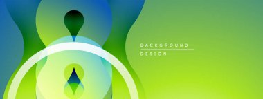 Soyut tasarım akışkan şekilleri, canlı yeşil mavi gradyanı içerir. Modern estetik, pürüzsüz geçişler dinamik görsel efekt yaratır.