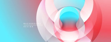 Soyut tasarım özellikleri üst üste biniyor. Renkler mavi, pembe ve kırmızıdan karışıyor ve pürüzsüz gradyanlar oluşturuyor. Modern, canlı görsel.