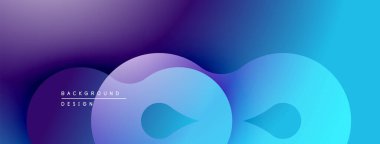 Soyut sıvı şekilleri mor, mavi renkleri harmanlıyor. Modern tasarım dinamik arkaplan yaratır, pürüzsüz gradyanlar. Minimalist estetik.