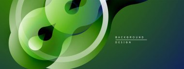 Soyut yeşil tasarım. Akan şekiller dinamik bileşim yaratır. Modern estetik, arka planlar ve sunumlar için uygun. Yumuşak eğimler, zarif eğriler.