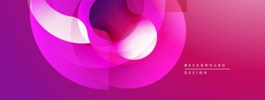 Soyut pembe tasarım. Üst üste binen şekiller dinamik görsel efekt yaratır. Gradyan arka plan derinlik ekler, modern estetik.