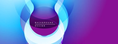 Soyut tasarım katmanlı daireler, canlı mavi, mor gradyanlar. Modern estetik, uygun arkaplan ögesi.