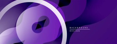 Soyut mor tasarım, üst üste binen daireler, dalgalar, gradyanlar. Arka planlar ve sunumlar için modern estetik.