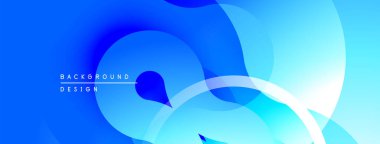 Soyut mavi arkaplan. Üst üste binen şekiller dinamik görsel efekt yaratır. Yumuşak eğimler, modern tasarım elementleri mevcut.