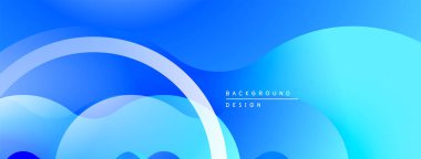 Soyut mavi arkaplan. Üst üste binen şekiller dinamik görsel efekt yaratır. Yumuşak eğimler, modern tasarım elementleri mevcut.