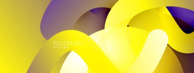 Soyut sarı mor tasarım. Üst üste binen şekiller dinamik görsel efekt yaratır. Dijital projeler için modern arkaplan.