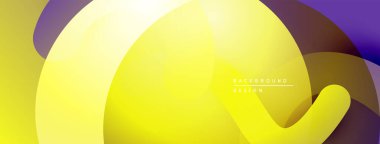 Soyut sarı mor eğimli arkaplan. Üst üste binen şekiller modern tasarım yaratır. Yumuşak geçişler, canlı renkler sunar.