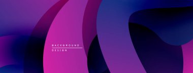 Soyut sıvı şekiller, canlı mor renkler kusursuz bir şekilde harmanlanır. Modern tasarım hareketi, derinliği, görsel ilgiyi çağrıştırıyor.