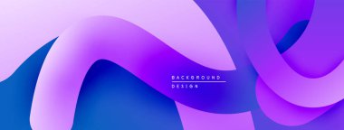 Soyut sıvı şekiller, canlı mor renkler derin maviler ile harmanlanır. Modern tasarım hareketi, enerjiyi, görsel cazibeyi çağrıştırıyor.