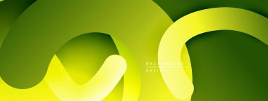 Eğri şekilleri üst üste bindiren soyut arkaplan özellikleri. Yeşilin tonlarında, sarı derinlik yaratır, modern estetik. Mevcut en küçük metin.