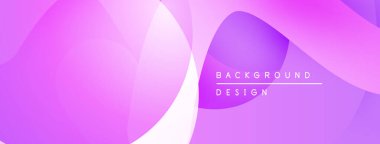 Soyut mor arkaplan. Üst üste binen şekiller yumuşak gradyanlar yaratıyor, dijital projeler için modern tasarım unsuru. Minimalist estetik.