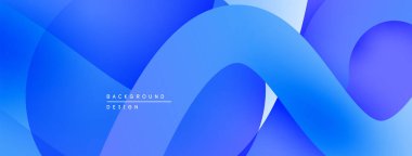 Soyut mavi katmanlar dinamik bileşim yaratır. Yumuşak eğimler, akışkan şekiller hareketi, modern estetiği akla getiriyor..