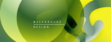 Soyut arkaplan özellikleri üst üste binen yeşil, sarı şekiller. Pürüzsüz gradyanlar modern tasarım, basit kompozisyon yaratır.
