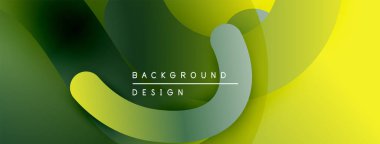 Soyut sıvı şekilleri, gradyanlar, yeşil sarı renkler. Arka planlar ve sunumlar için modern tasarım öğesi. Minimalist estetik.