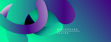 Soyut sıvı şekilleri örtüşür, canlı gradyanlar yaratır. Mavi, mor, yeşil renkler kusursuz bir şekilde harmanlanır. Modern tasarım ögesi.