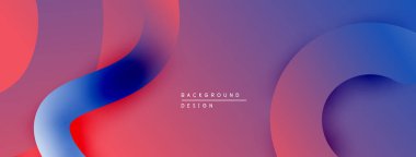 Soyut sıvı şekiller, canlı renklerin karışımı. Modern tasarım, pürüzsüz eğimler dinamik kompozisyon yaratır. Mor, kırmızı, mavi renkler egemen.