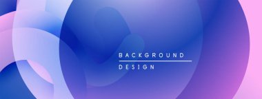Soyut sıvı şekilleri mor, mavi ve pembe renkleri harmanlar. Modern tasarım yumuşak gradyan arkaplan yaratır. Metin arkaplan tasarımı okur.